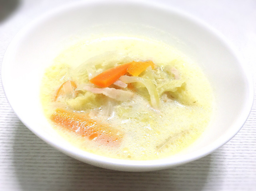 白菜たっぷり豆乳スープの画像