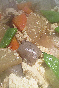 野菜と豆腐の炒め煮は優しい味のおばんざい