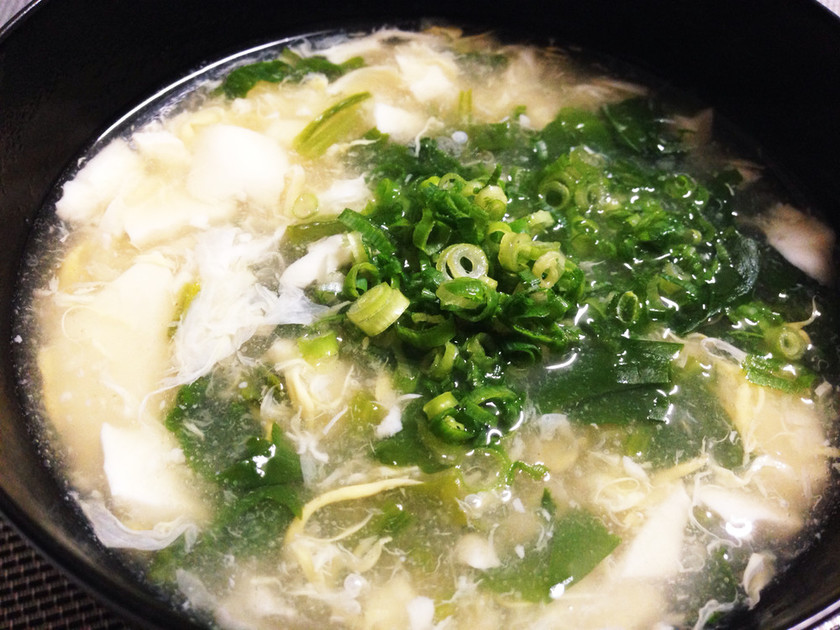 ほうれん草と豆腐のとろ〜りかきたまスープ