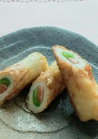 竹輪の天ぷら　in紅生姜とピーマン