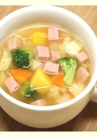 ポークソーセージと野菜たっぷり簡単スープ