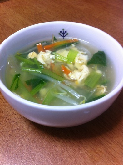 卵と野菜たっぷり中華風スープの写真