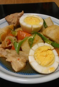 里いもと鶏のピリ辛中華風煮物