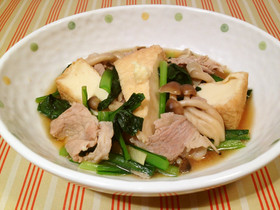 小松菜と厚揚げ、豚肉のサッパリ煮