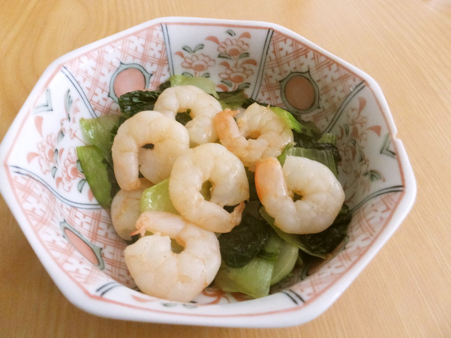 チンゲン菜と小エビの中華風炒めの画像