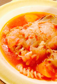 圧力鍋★骨つき鶏モモ肉のトマトスープ