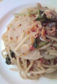 レンジで！蕪と干し海老の中華スパゲッティ