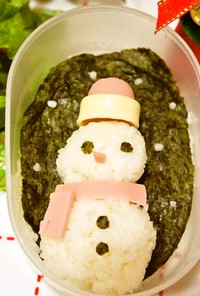 クリスマス☆おにぎりで作る雪だるまデコ弁