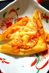 低糖質レシピ☆油揚げの和風明太子ピザ