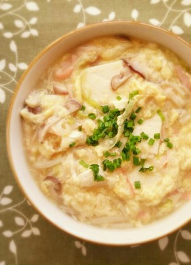 香味ペーストで★豆腐のカニカマあんかけ