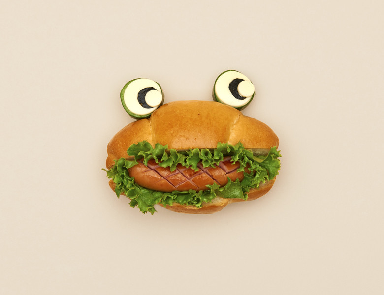 HBで簡単オープンサンドイッチ：かえるの画像