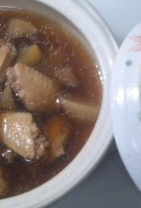 土鍋で鶏肉と大根の簡単煮物