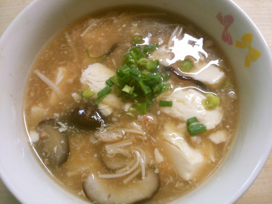 簡単♪豆腐とカニきのこのとろみ中華スープの画像