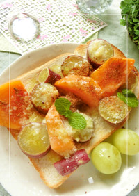 ほっこり秋味❀柿×さつま芋のトースト