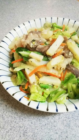 豚肉と野菜のにんにく胡麻味噌マヨ炒め
