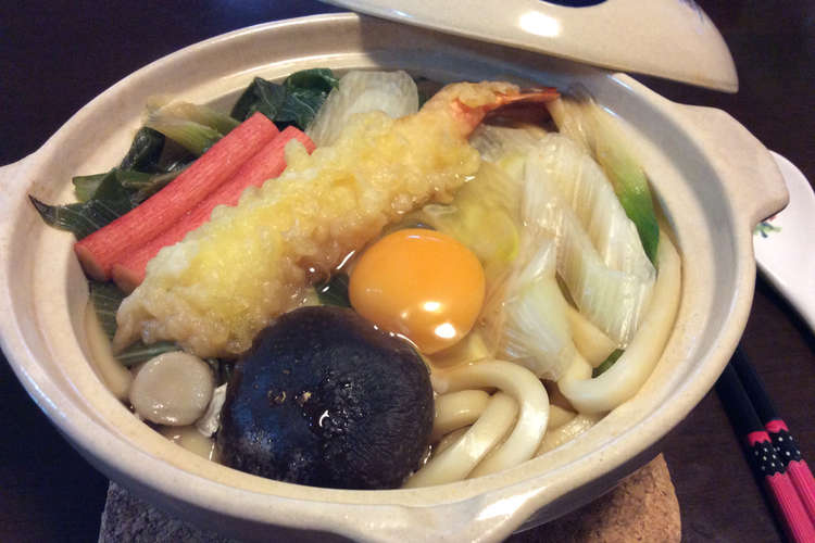 簡単 あつあつ鍋焼きうどん レシピ 作り方 By 1103mi クックパッド 簡単おいしいみんなのレシピが350万品