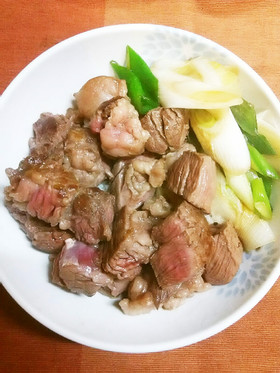 牛肩ロースDEすき焼き風ステーキ丼♪