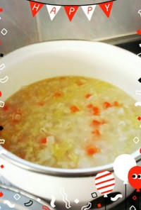 野菜と押し麦の食べるスープ