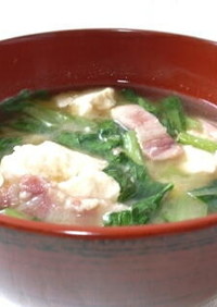 時短☆簡単　豆腐と小松菜の炒め味噌汁