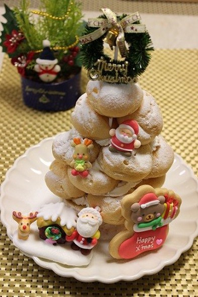 クリスマス★5分でシュークリームツリーの写真