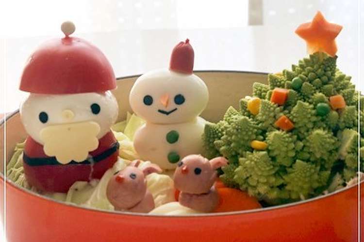 クリスマス サンタさんのキャラ鍋 デコ鍋 レシピ 作り方 By Momo クックパッド