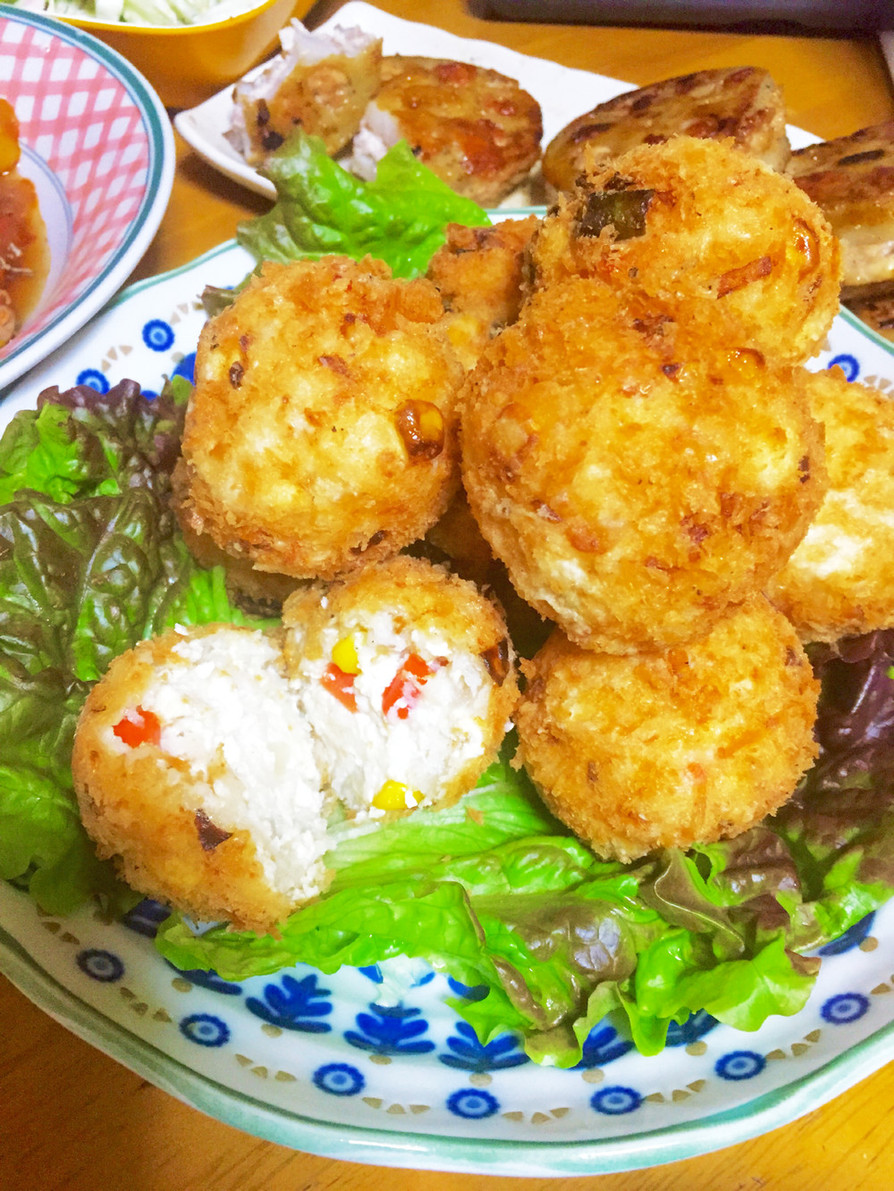 ヘルシー☆豆腐と山芋の簡単コロッケ☆の画像