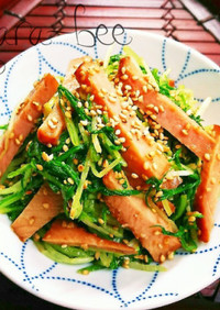 簡単5分♡焼豚と水菜の胡麻ラーポンサラダ