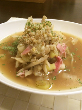 【低糖質な食事】舞茸のしょうが雑穀スープ
