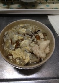 稲庭うどん　鶏とキノコの生姜餡