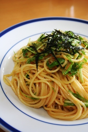 水菜とたらこのスパゲティーの画像