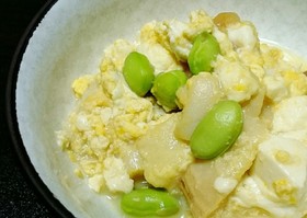 麩と豆腐の卵とじ*