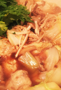 鶏胸肉&ふわふわ鶏団子の葱バタすき鍋♡