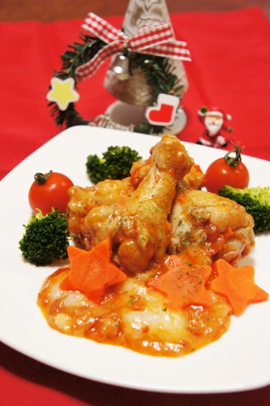鶏肉とお餅de洋風トマトソース煮込みの写真