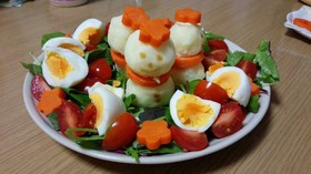 クリスマスに☆カラフルなポテだるまサラダ