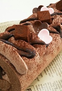 バレンタイン❤生チョコロールケーキ