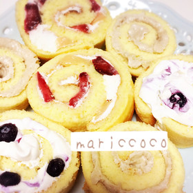 1枚の生地で色々ロールケーキ♡すぐ簡単