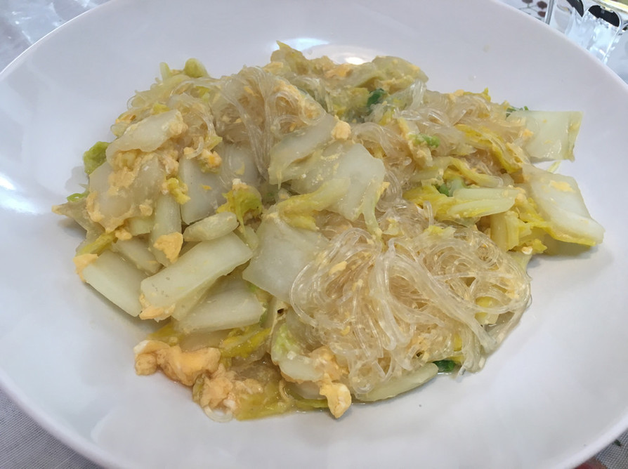 白菜と春雨の卵とじ☆タイ人義母レシピの画像