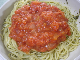 簡単! トマトバジル・スパゲッティ♪