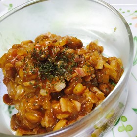 節分の煎り大豆で ポークビーンズ