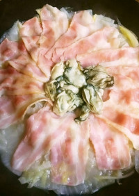 牡蠣とベーコンと白菜DEフライパン蒸し♪