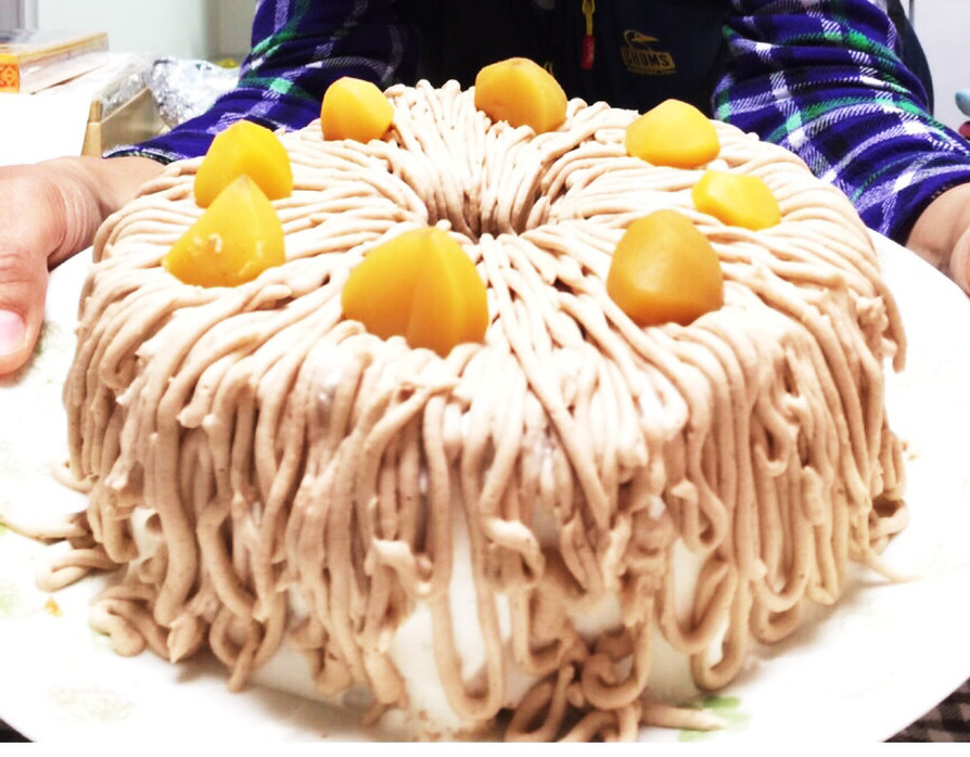 シフォンケーキでモンブランの画像