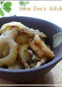 根菜（蓮根・牛蒡・ゆり根）の甘辛黒酢揚げ