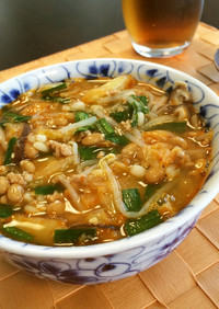 ピリ辛納豆キムチスープ
