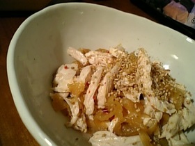 鶏ささみと中華くらげの和え物