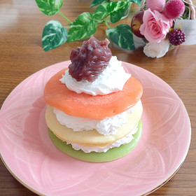 ひな祭りに♡ひしもち風ホットケーキ