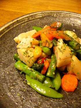 ホタテと春野菜の炒めもの