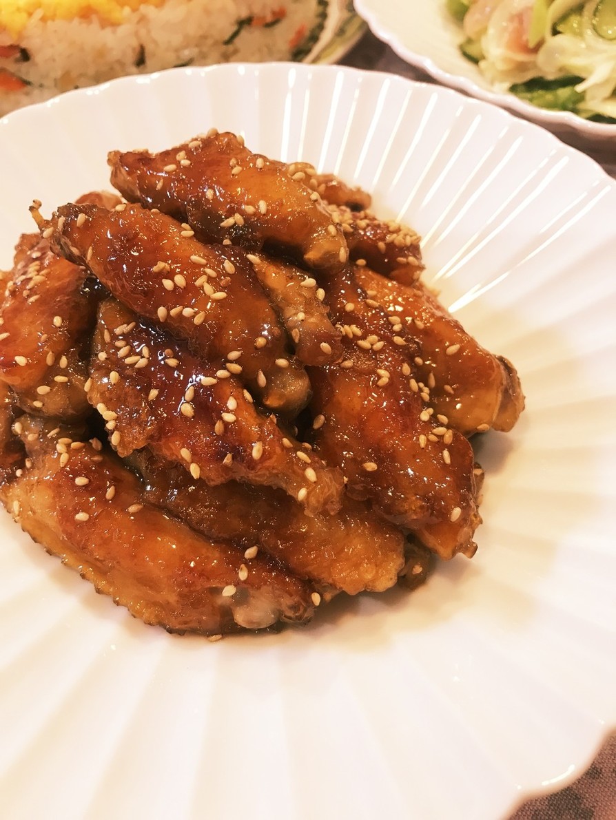 ご飯がススム♡鶏手羽中の甘辛焼きの画像