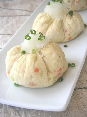 レンジで簡単♪豆腐の茶巾蒸し