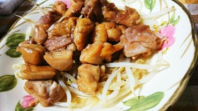 【節約】簡単もやしと鶏ももの照り焼き♡