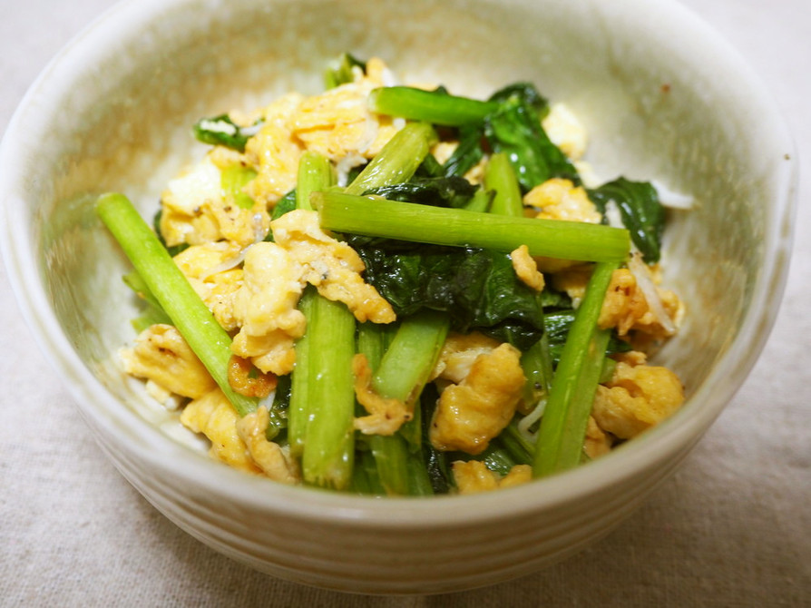 小松菜と卵のマヨ醤油炒めの画像